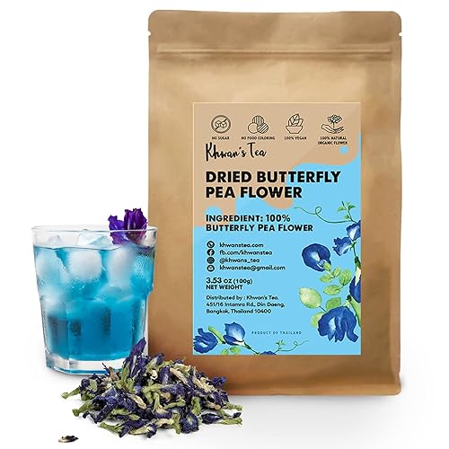 Té de flores de guisante de mariposa, té de hojas sueltas, té de flores de guisante azul comestible seco (Clitoria Ternatea), colorante alimentario
