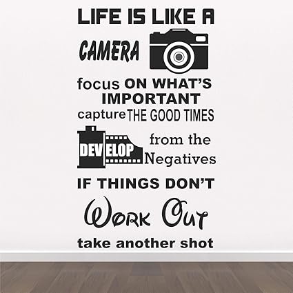 StickMe 'Camera - Photo - Photography - Art - Creative - Colorful - Inspirational - Motivational - Quotes - Wall Sticker' -SM832 (Multi Colour, Vinyl - 110cm X 65 cm)