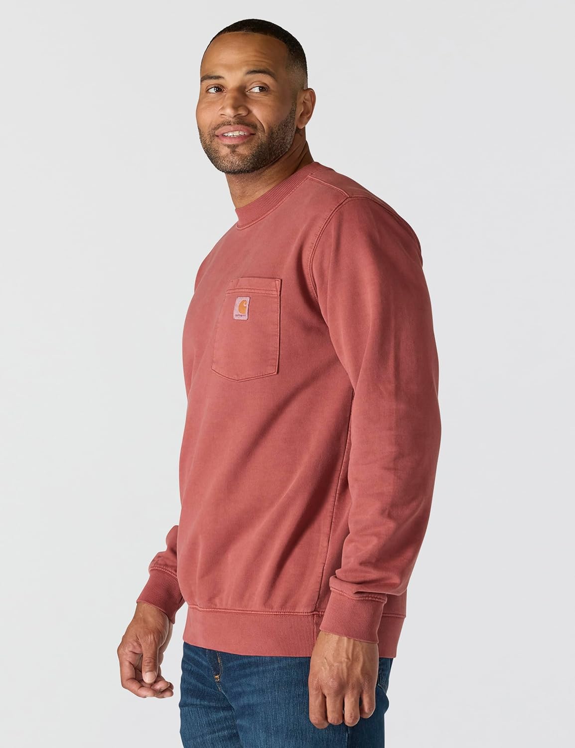 Carhartt mens Relaxed Fit Midweight Garment Dye French Terry Crewneck Pocket Sweatshirt - Image 2