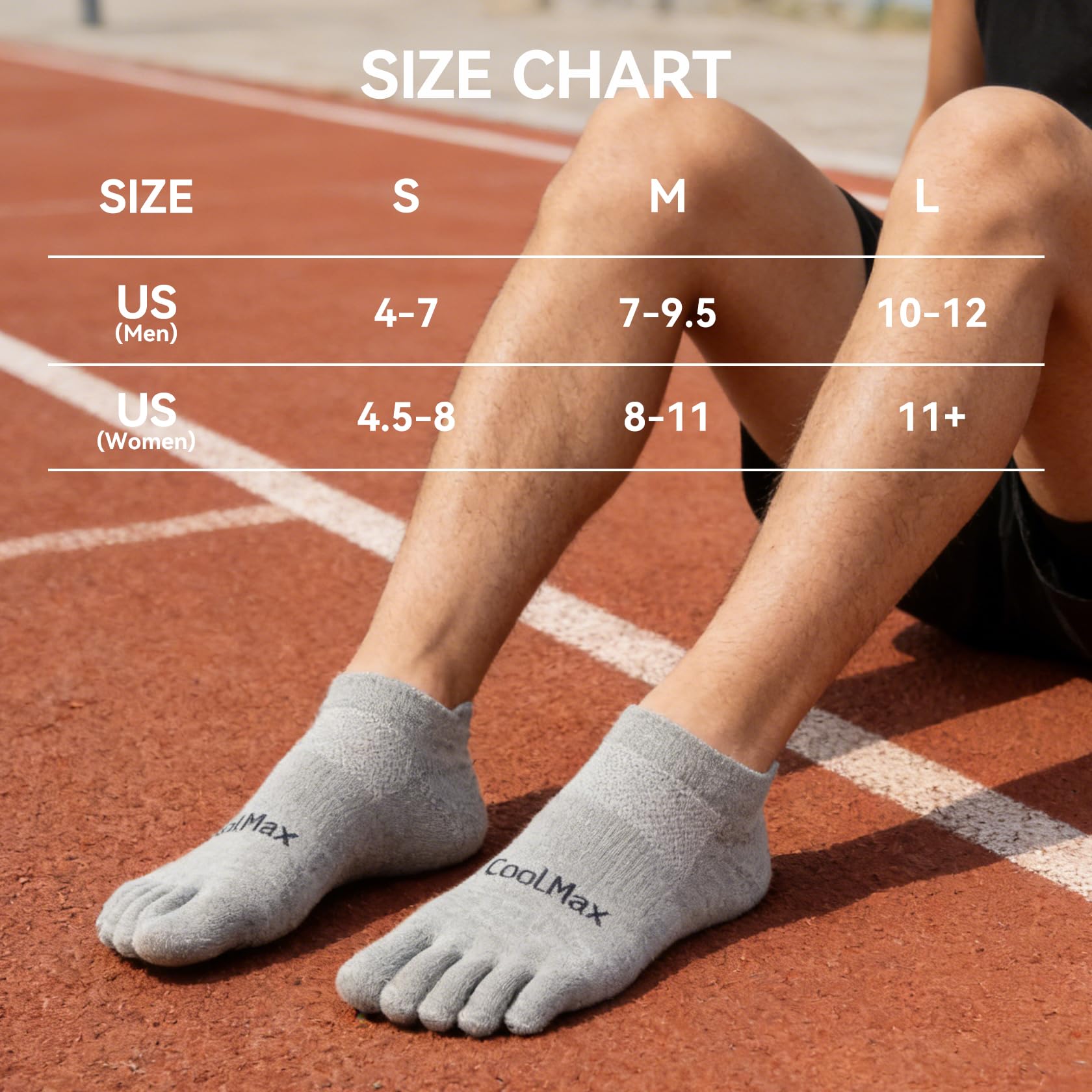 Calzini da corsa alla caviglia, sensazione di freschezza atletica e tessuto ad asciugatura rapida, supporto per l'arco plantare, design a cinque dita per gli appassionati di sport
