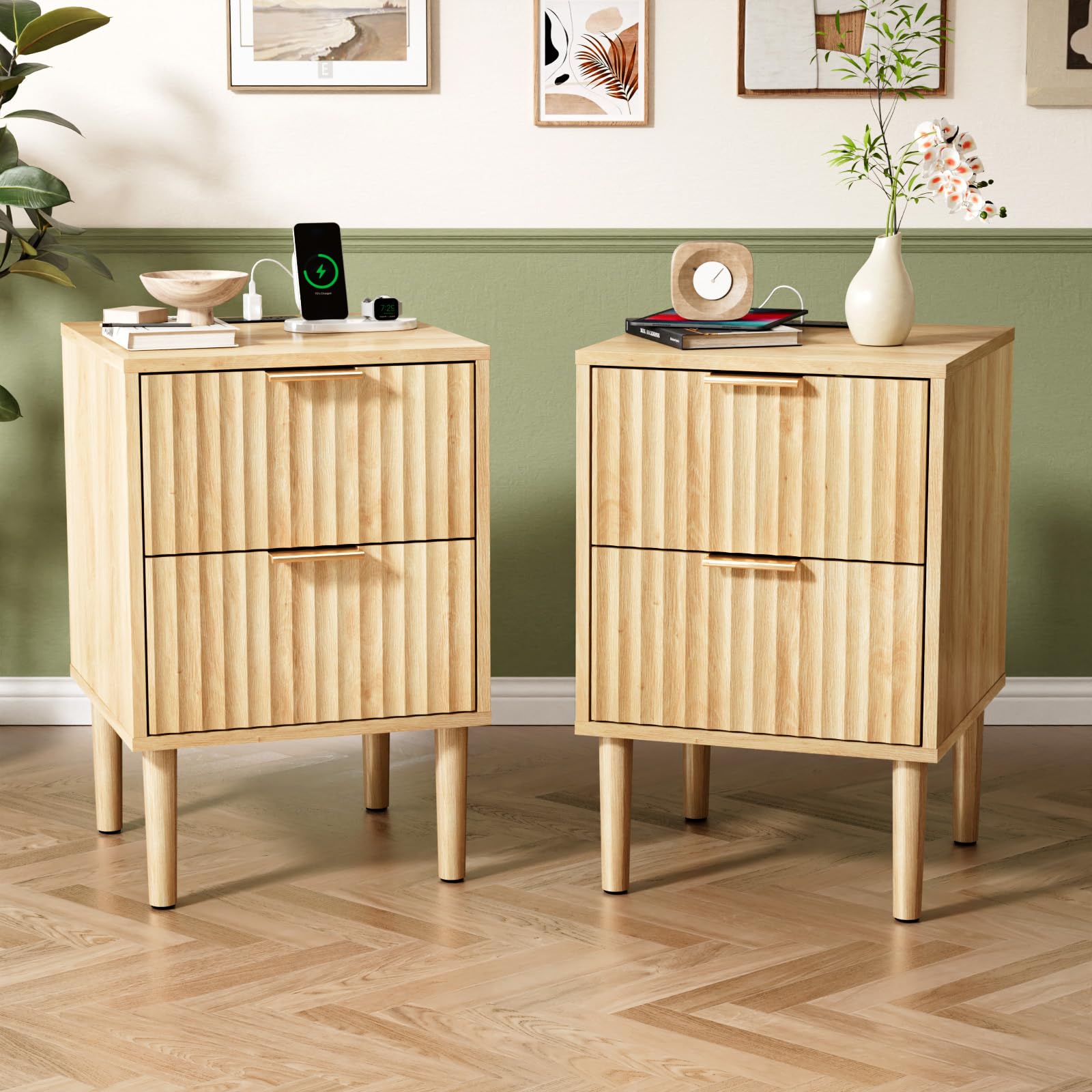 Amazon.com: VINGLI Nightstands Set of 2 with Charging Station