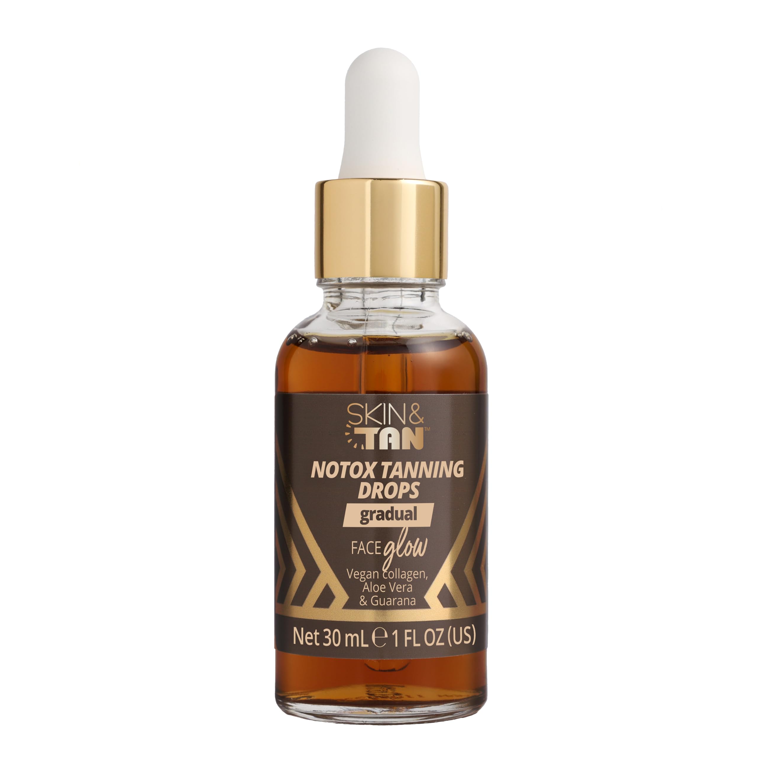 SKIN & TAN Face Tanning Drops 30ml: Vegan Collagen, Gradual Glow, Custom Self-Tan, Sun Kissed Radiance, Adaptable Bronzer, Overnight Tanner, Hydrating Oil