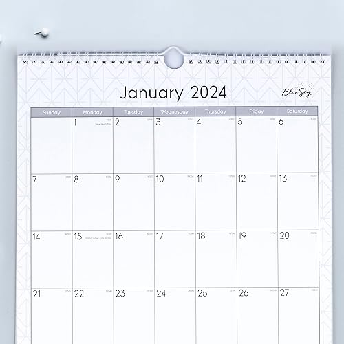 Miniatura 6 de Blue Sky Calendario mensual de pared 2024, enero a diciembre, 12 x 17 pulgadas, encuadernado con alambre, bloques anchos, empresa (117373-24)