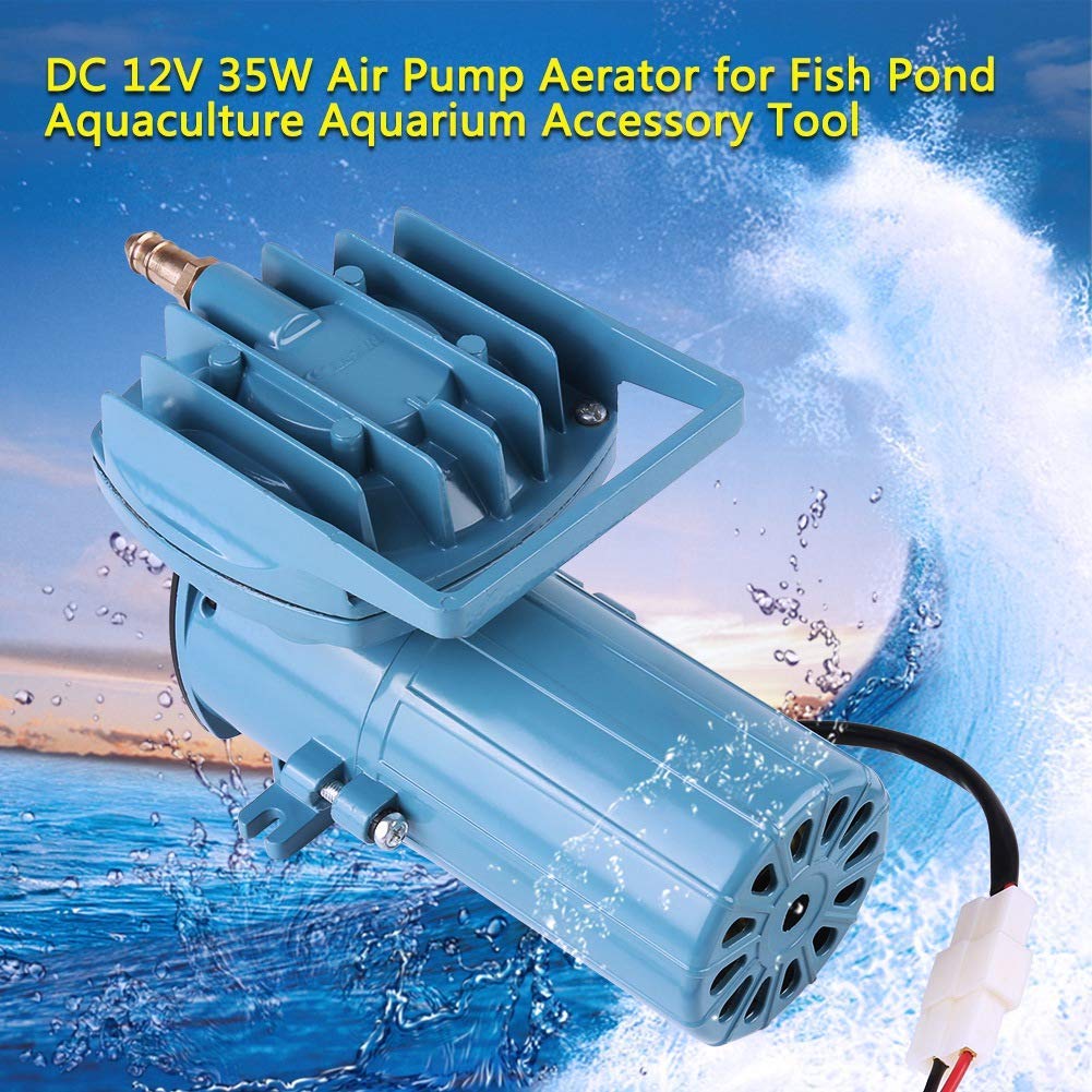 Pompa Powietrza do Akwarium DC 12V 35W, Przenośna Pompa Tlenu do Akwarium Napowietrzacz Pompa Powietrza Napowietrzacz DC Pompa Napowietrzająca do Akwariów do Stawów Rybnych 68 L/Min