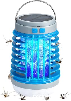 Mozz Guard Mosquito Zapper 2025, Solar Outdoor Waterproof Camping Lamp, Portable Cordless Multifunctional Hand Lantern, USB Charing and Low Noise for Indoor, Home Garden, Camping, Picnic Blue-1Pcs