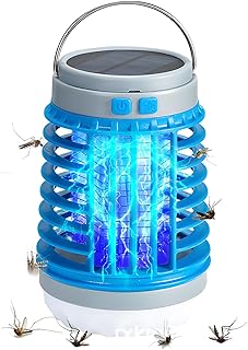 Mozz Guard Mosquito Zapper 2025, Solar Outdoor Waterproof Camping Lamp, Portable Cordless Multifunctional Hand Lantern, USB Charing and Low Noise for Indoor, Home Garden, Camping, Picnic (Blue-1Pcs)