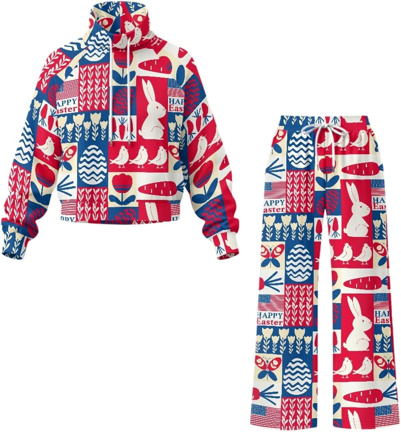 Animal Pattern Lounge Sets for Women Sweatsuits 2 Piece Mockneck Sweatshirts and Wide Leg Pants Matching Set