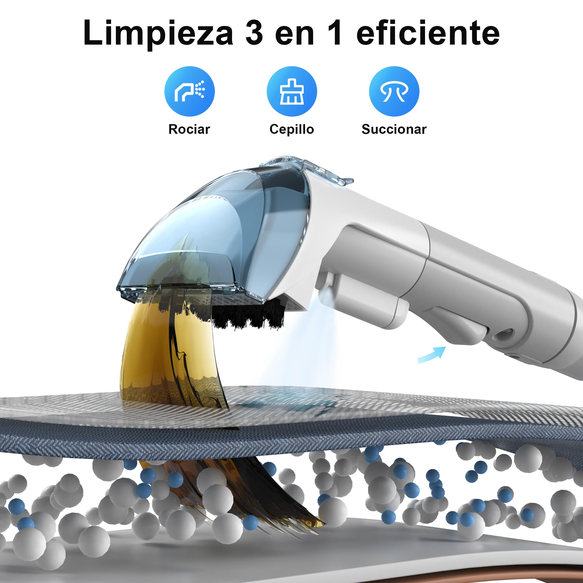 Rivenara Aspiradora Agua Tapiceria Limpiador - 450W Limpia de Sofa Aspirador Maquina Limpieza Liquidos Lava Extracción Alfombras Colchones Upholstery Hidroaspiradora Coche Carpet Cleaner Machine