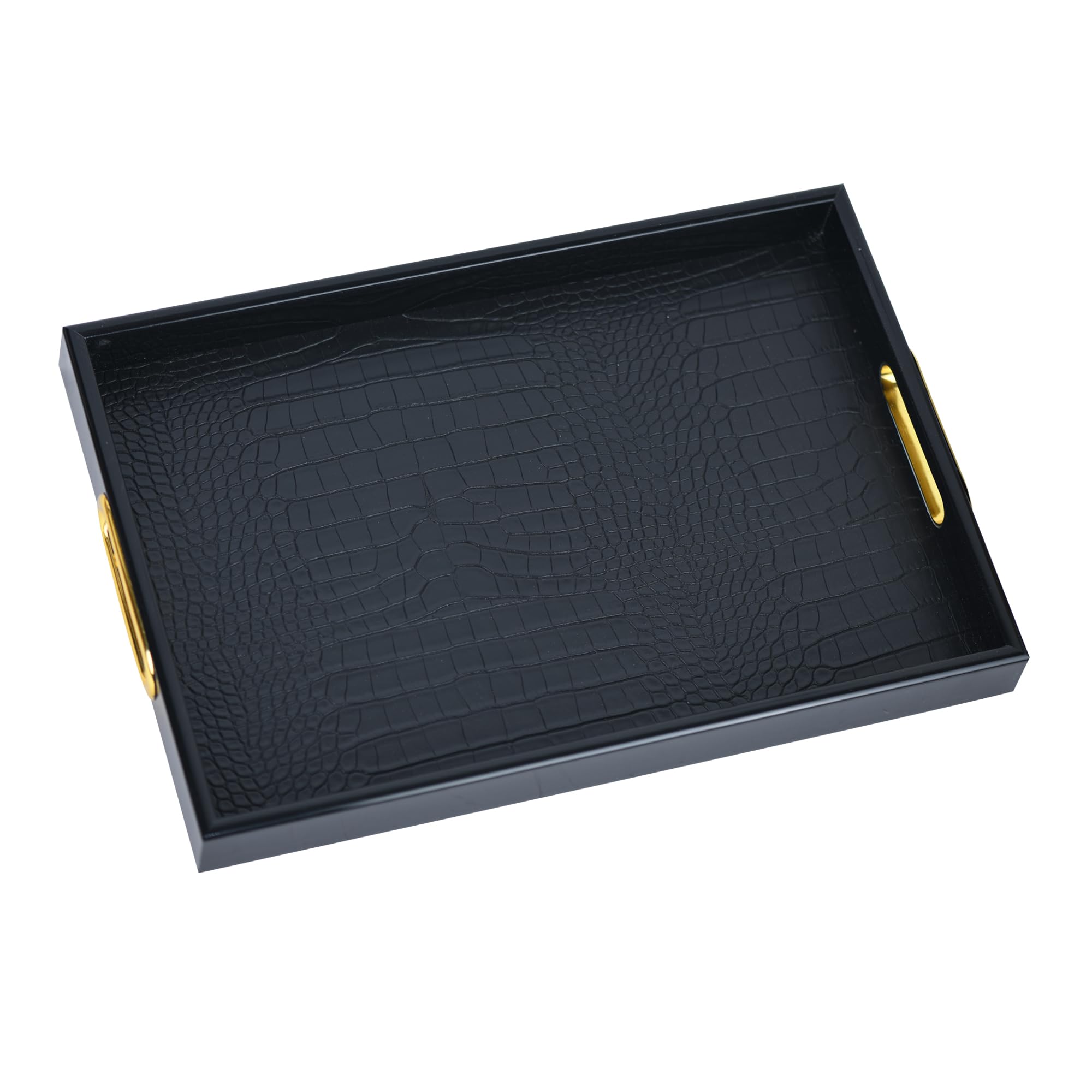 Plateau décoratif 40,1 x 27,4 cm cadre plastique noir brillant