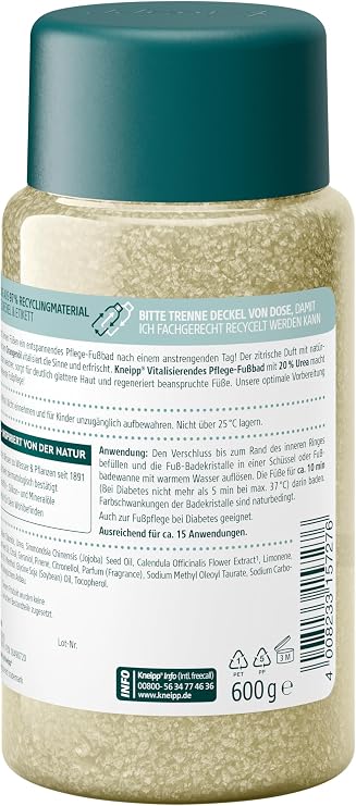 Kneipp Calendula & Huile d'orange Desodorisant Cristaux de bain de pieds 600 g