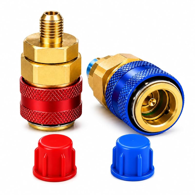 Kit de Engates Rápidos para Ar-Condicionado R134a MASITE PCWJ com Rosca SAE de 6,35 mm (1/4 pol.), 2 peças