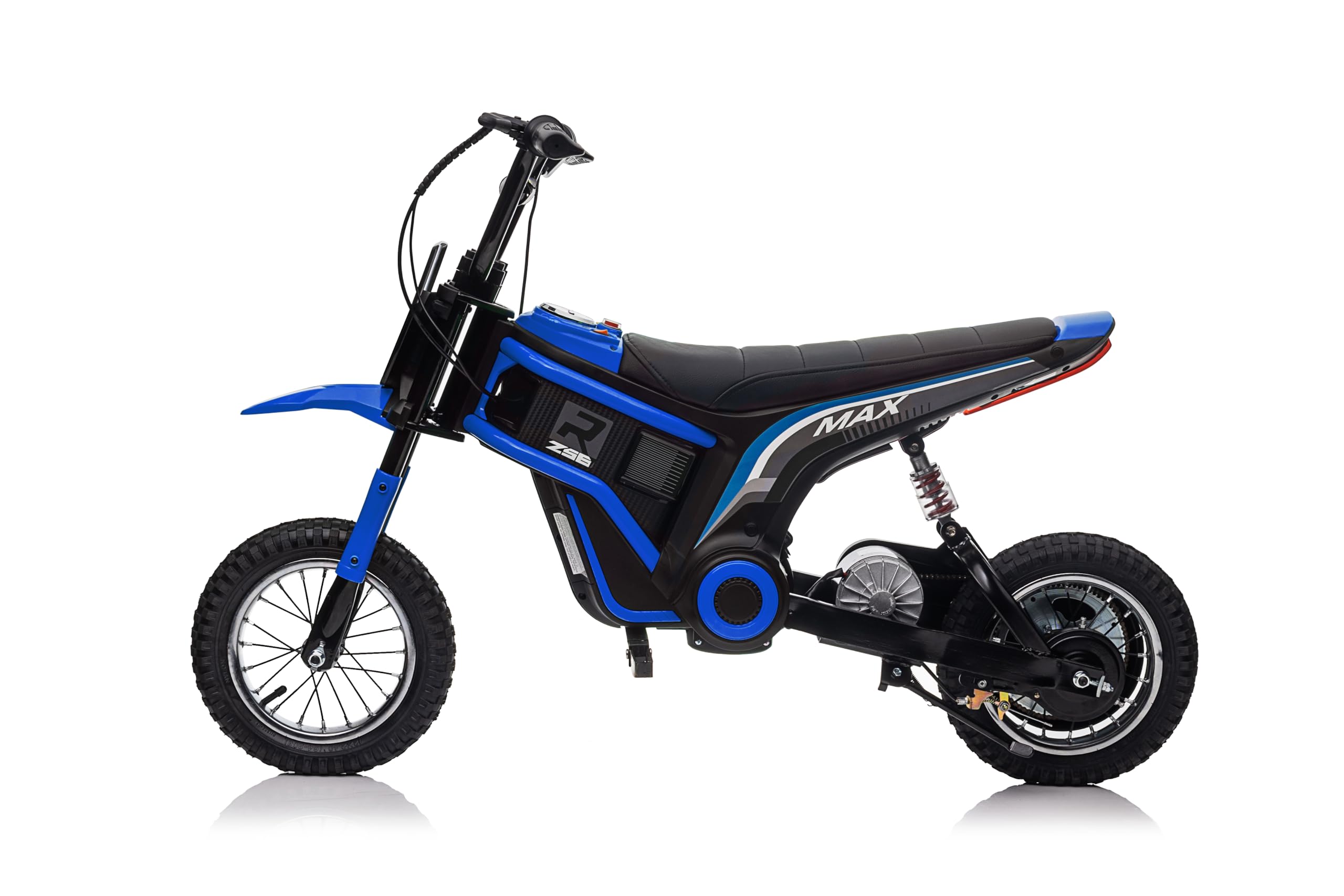 FINOOS Motocicleta Eléctrica Niños, Moto Eléctrica con Motor de 350W, 2 Modos de Velocidad de 8/16 KMH, 20km de Largo Alcance, Neumático de 12'', Moto Cross para niños de 3 a 8 años (Azul)