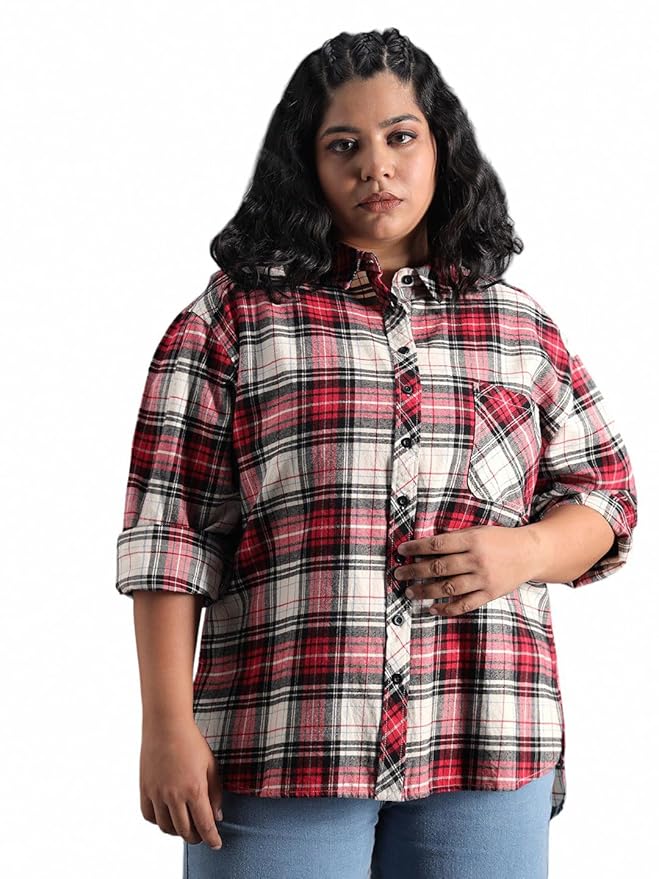 HIGH STAR Women's Cotton Solid Classic Fit Shirt