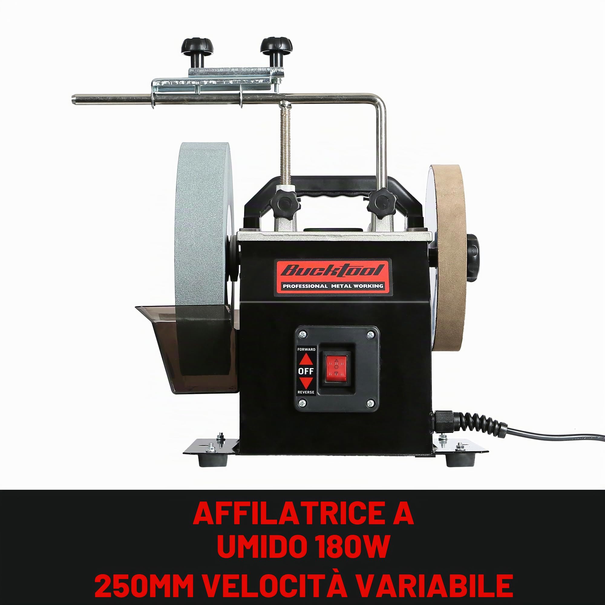 Bucktool Smerigliatrice elettrica a umido da 250 mm, con sistema di affilatura e di estrazione, 230 ~ 240 V