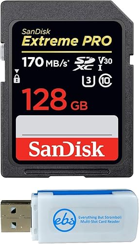 SanDisk Tarjeta de memoria SDXC Extreme Pro de 128 GB funciona con Sony Alpha a7 III, a7 II, a7, a7s, a7s II sin espejo cámara 4K V30 UHS-I
