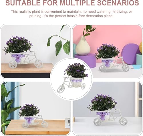 Miniatura 7 de Yardwe Decoración para el hogar, decoración de flores artificiales para bicicleta, soporte para plantas de bicicleta, adorno de bonsái, exhibición