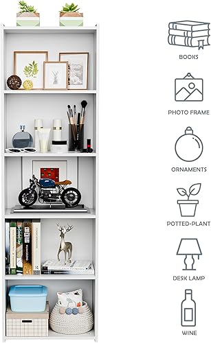 Miniatura 4 de SUPER DEAL Estantería de 5 niveles abierta y estantería de libros, estantes de almacenamiento de exhibición independientes, organizador de