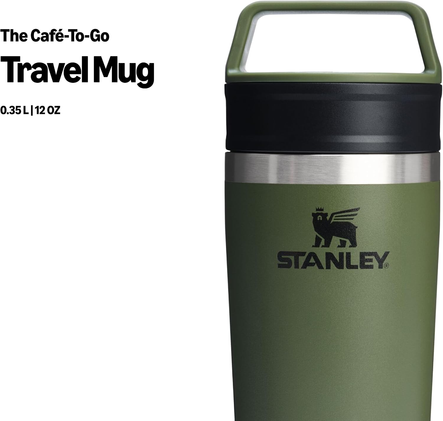 Stanley Cafe To-Go Travel Mug Termos Bardak, Haki (Dried Pine), 0.35 Litre