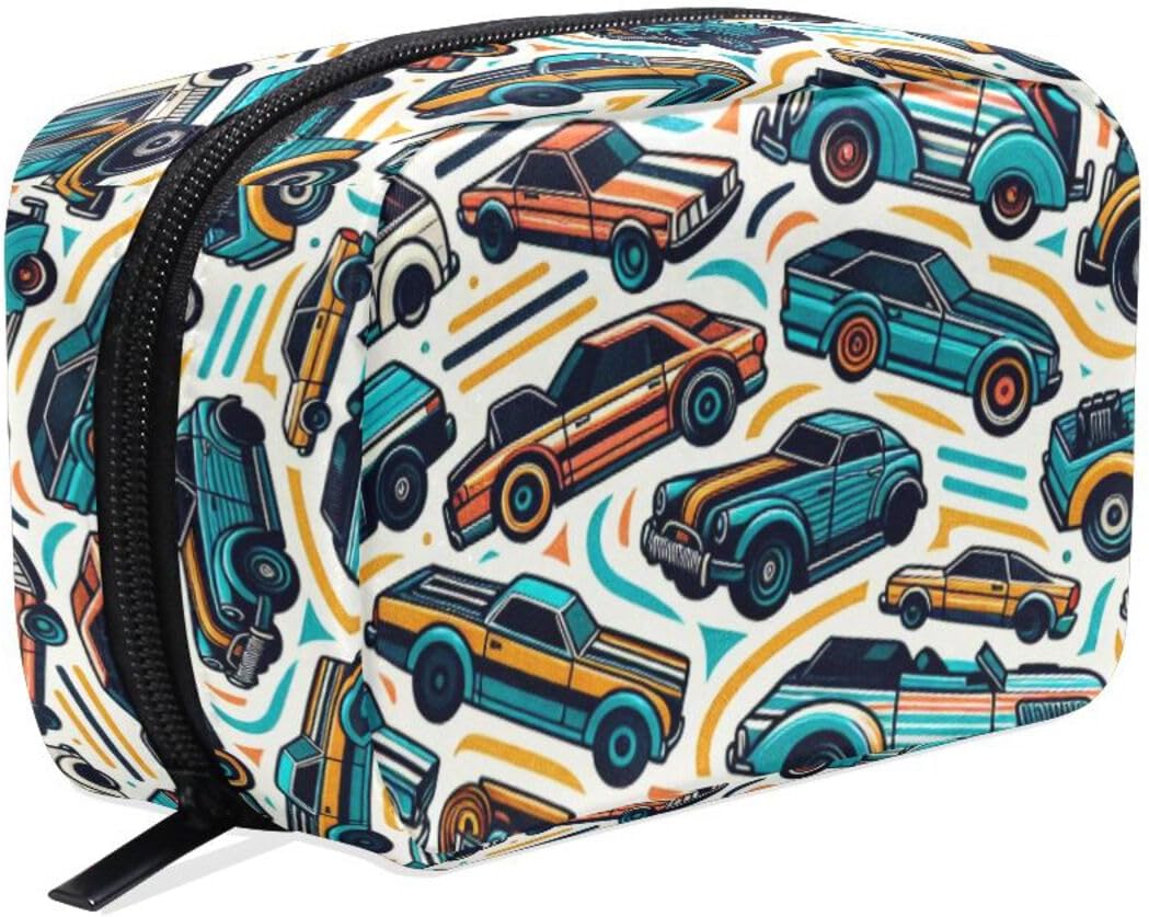 Cool Cars Makeup Bag for Purse Travel Cosmetic Bag Soft Aesthetic Storage Pouch with Zipper for Women Beauty Accessories