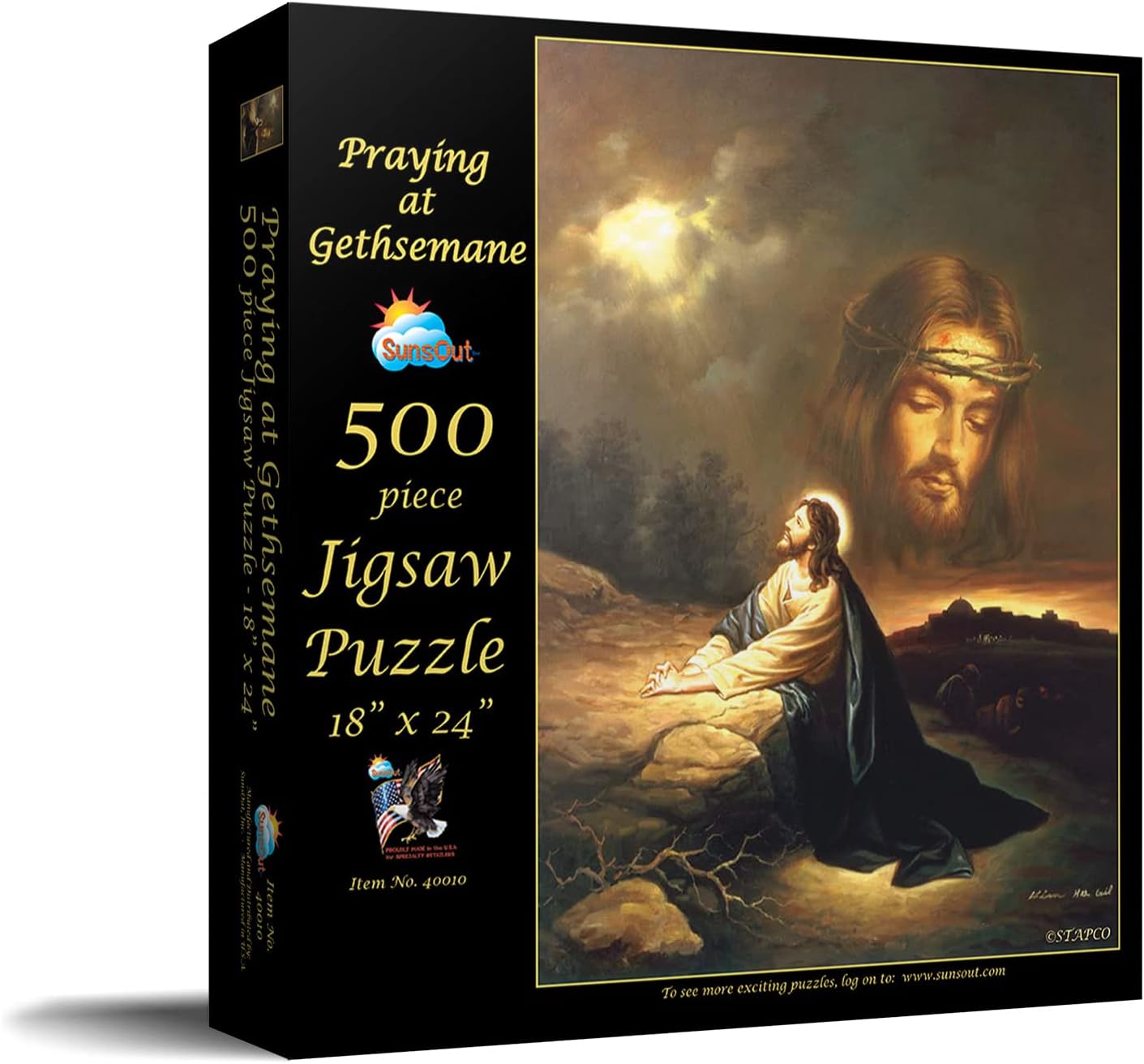 SUNSOUT INC - Praying at Gethsemane - 500 pc Jigsaw Puzzle by Artist: Scafa - Finished Size 18" x 24" - MPN# 40010