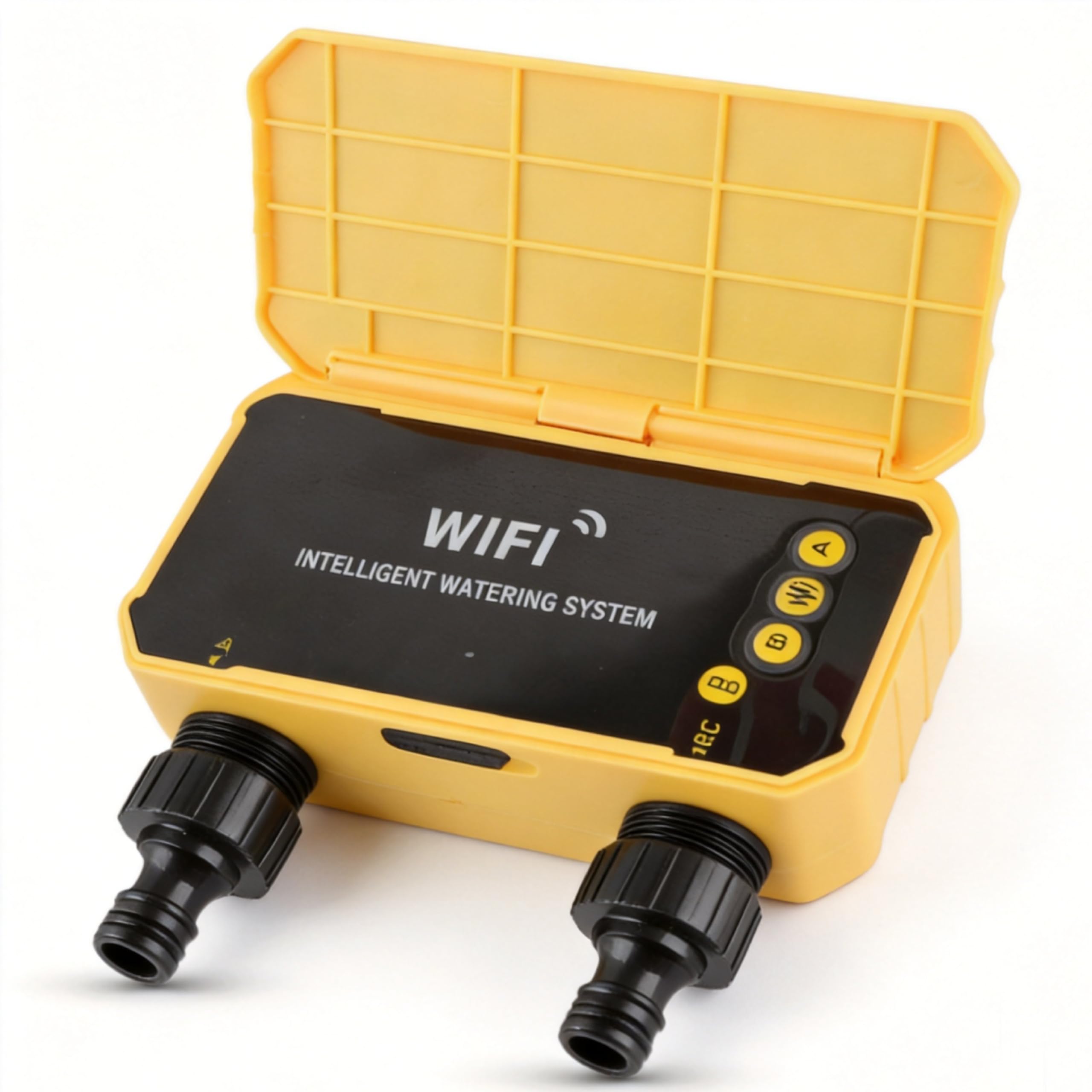 Timer per irrigazione solare 2 uscite, timer per irrigazione automatico con controllo APP con rilevamento della pioggia, batteria di riserva da 3200 mAh per irrigazione