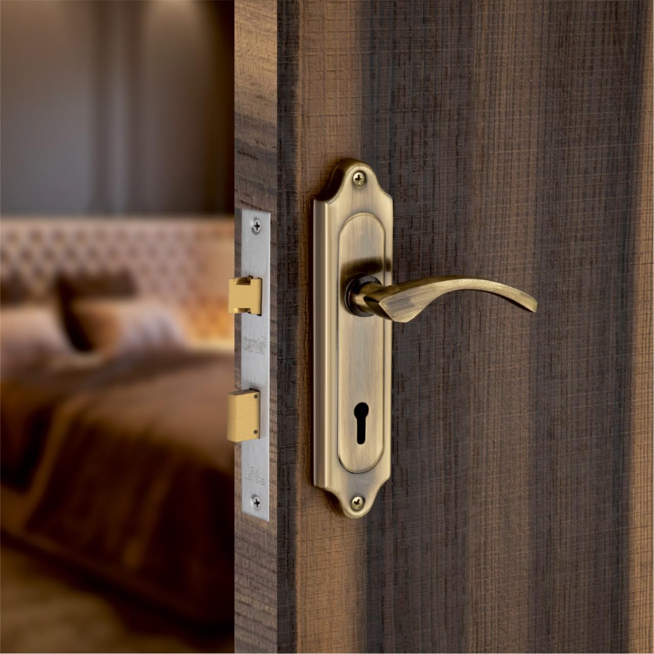 SARDAR Grace Antique finsh 7 Inch Iron Handle Set|2 Keys | 6 Lever Single Turn Lock Set| Handle Set for Door, Bathroom, Bedroom, Living Room|