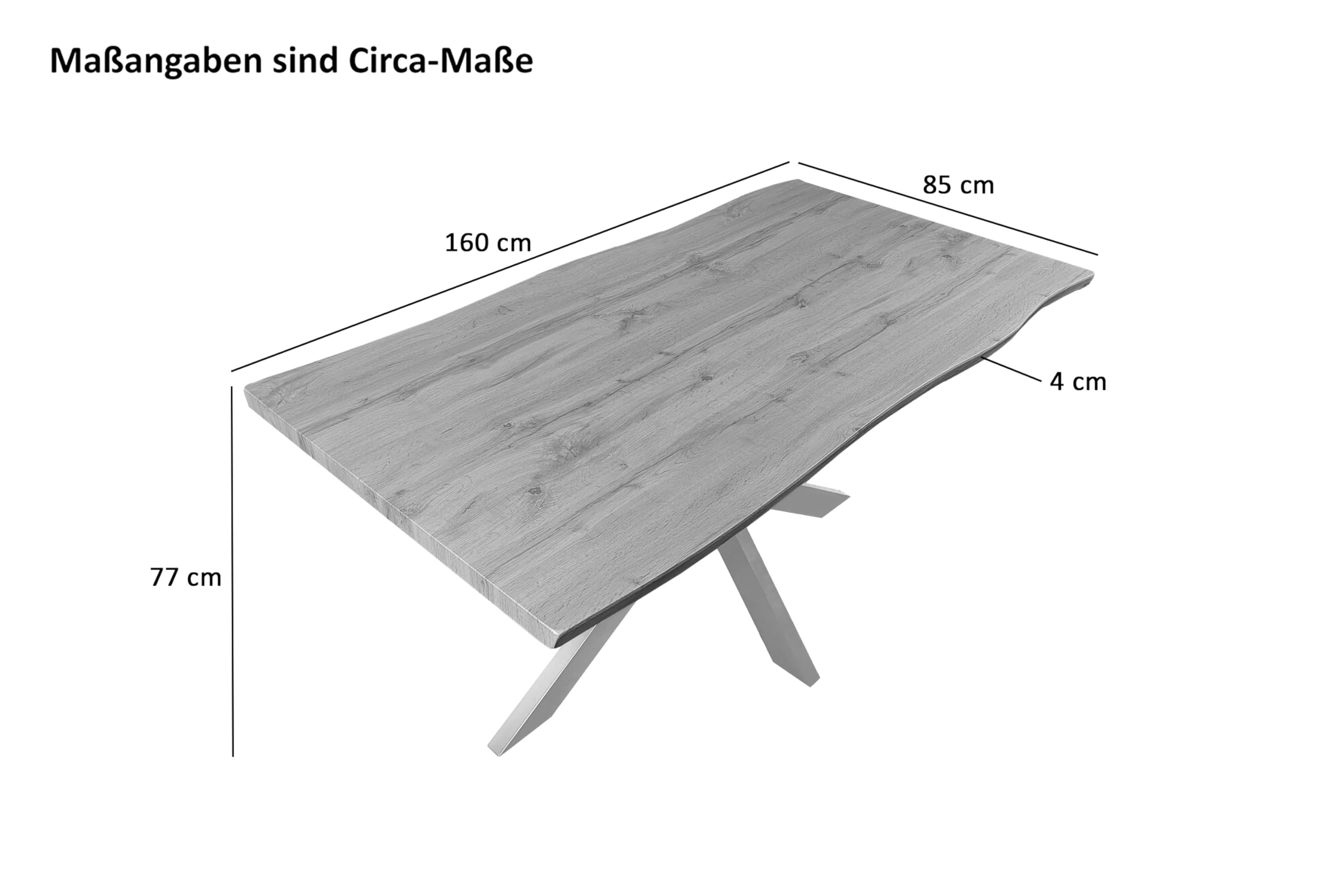 SAM Esstisch Josy 160x85 cm Holz Wildeiche-Optik Spider-Gestell schwarz