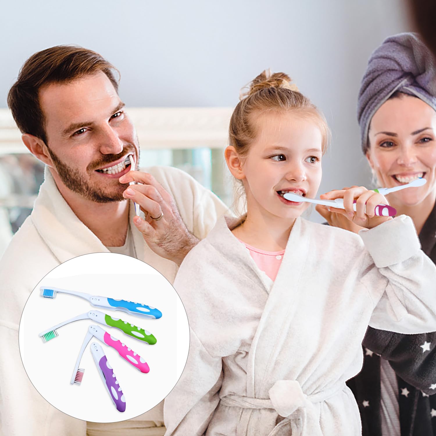 TRKETK 6 Pcs Travel Toothbrush, Portable Soft Bristle, Foldable, Multicolor, Adult, Multicolour, 1 count (Pack of 6) - Image 3
