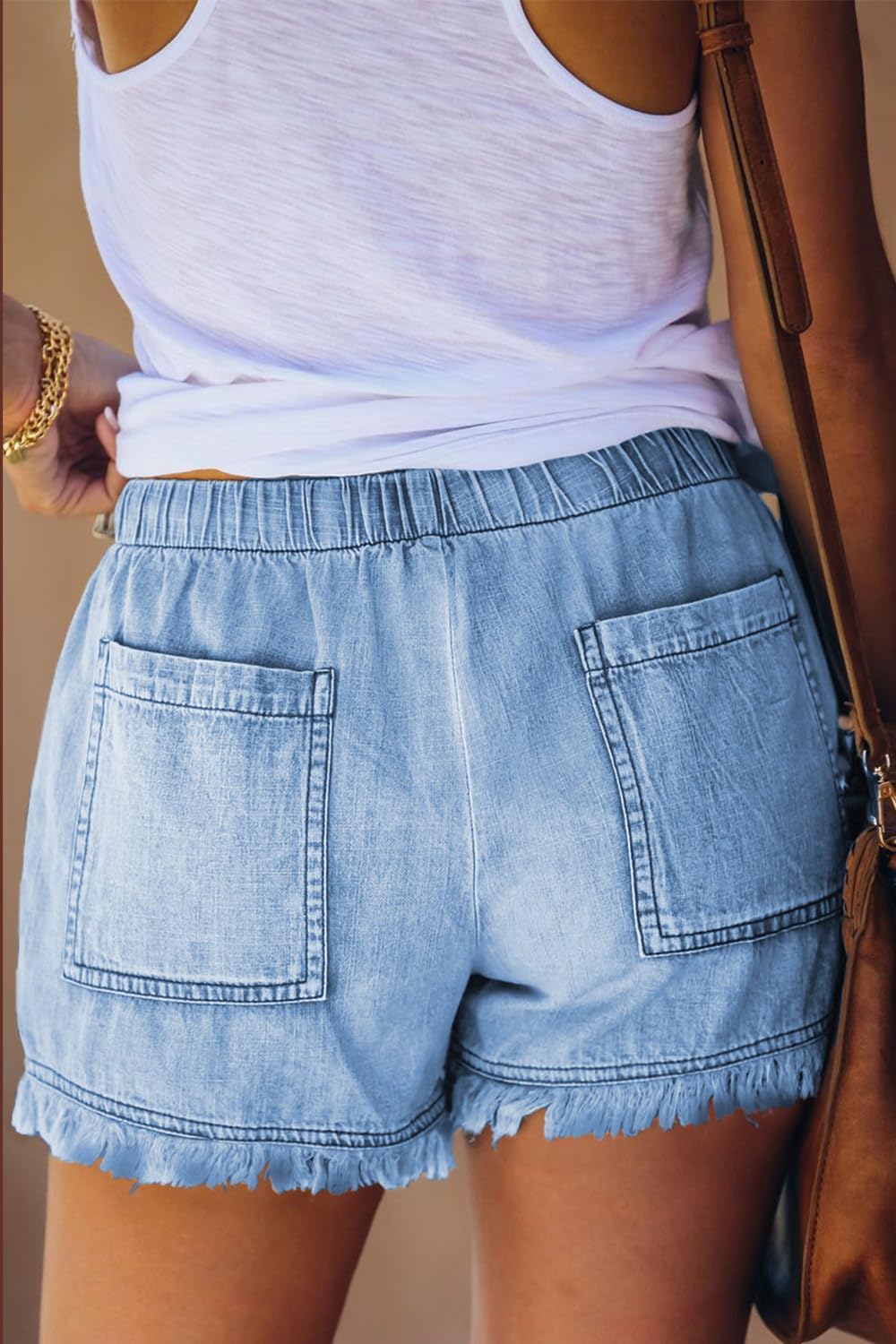 YOCUR Womens Lightweight Shorts Casual Baggy Trendy Hot Pants Elastic Waist Drawstring Comfy Shorts - Image 3