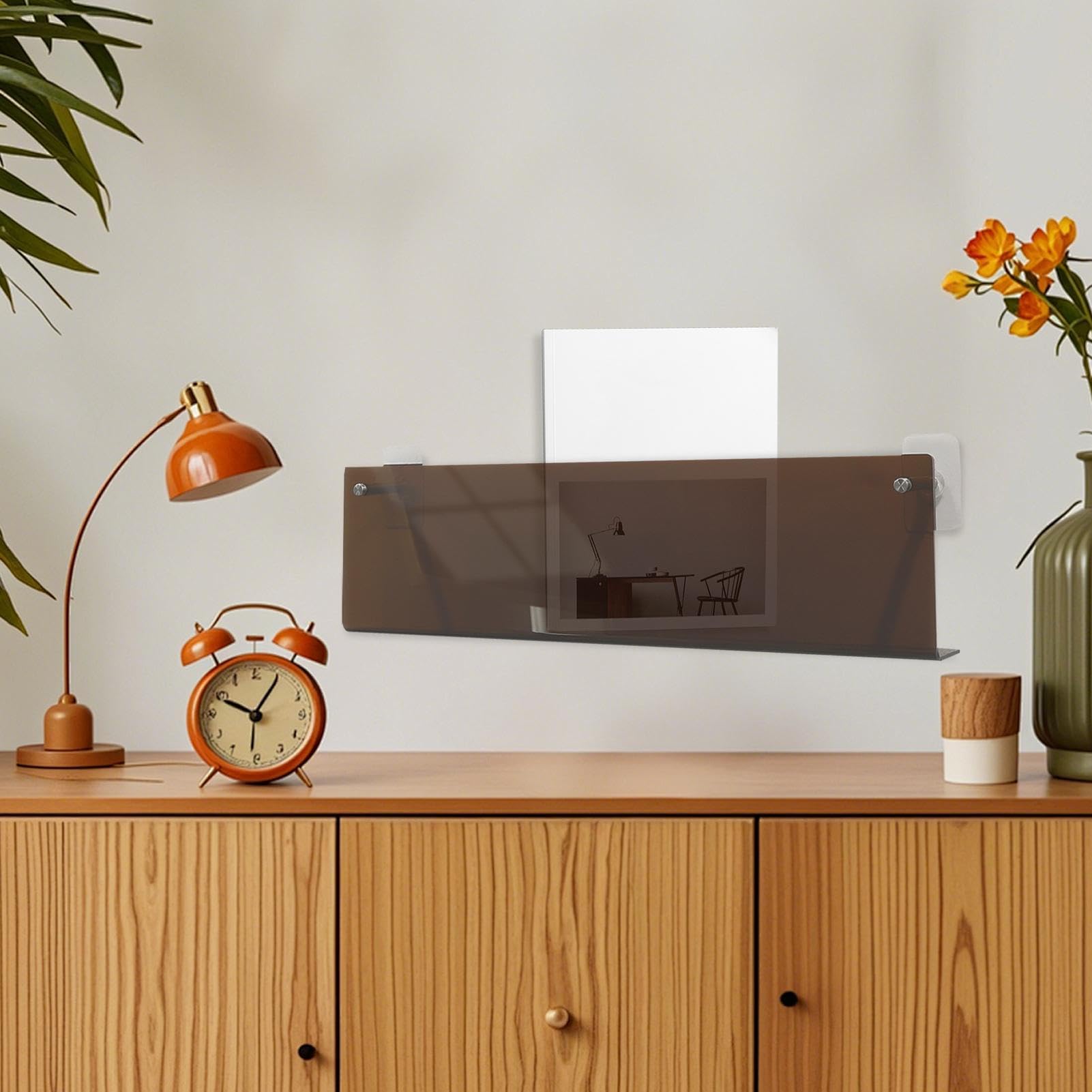 Álbum de fotos montado en la pared, estante adhesivo de 2 piezas, sin taladro, soporte para álbumes de amantes de la música, perfecto para adultos y artesanos, elegante solución de decoración del
