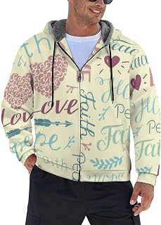 Religious Pattern Men's Hoodie Fleece Lining Zippered Sweatshirt Sweater Jacket Coat
