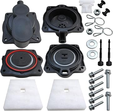 New Air Pump Rebuild Complete Kit 8 Screws & 2 Air Filter & 1 Plastic Safety Screws & 2 Holes Clamps & 1 White Switch for Hoot Troy Air H365, H450, H500, LA500, LAR500, H600