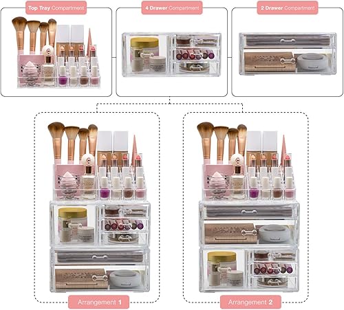 Miniatura 4 de Sorbus - Organizador para maquillaje y joyas, diseño espacioso, ideal para baño, aparador, tocador y encimera (tamaño grande)