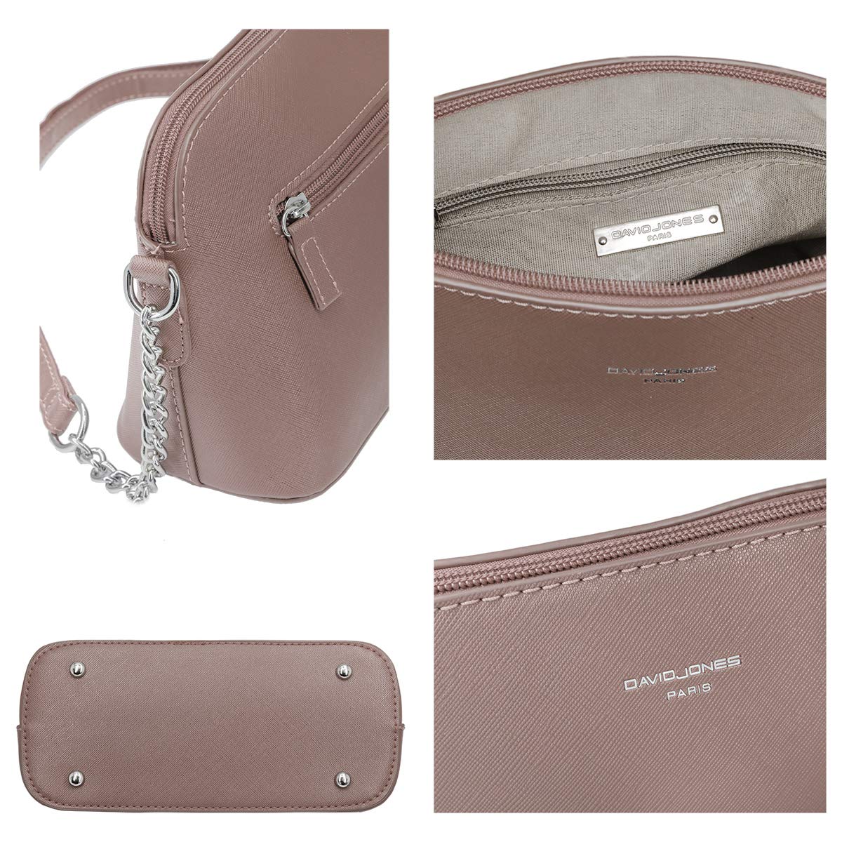 David Jones - Piccola Borsa a Tracolla Spalla Donna Catena - PU Pelle Messenger Crossbody Bag - Clutch Borsetta da Sera Mano Pochette Moda - Shopping Viaggio Sacchetto Borsello - Talpa