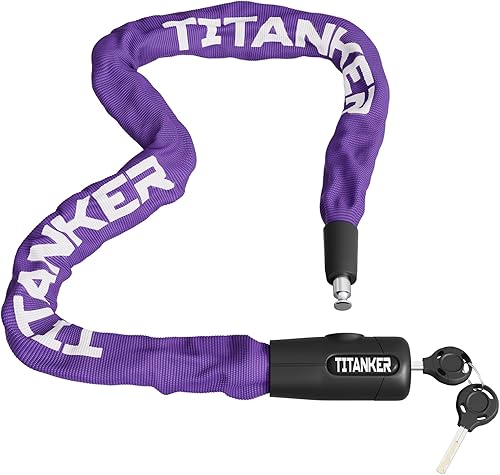 Titanker Candado de cadena para bicicleta con llaves, 3.3 pies de seguridad, resistente, antirrobo, cadena de bicicleta para bicicleta, motocicleta,