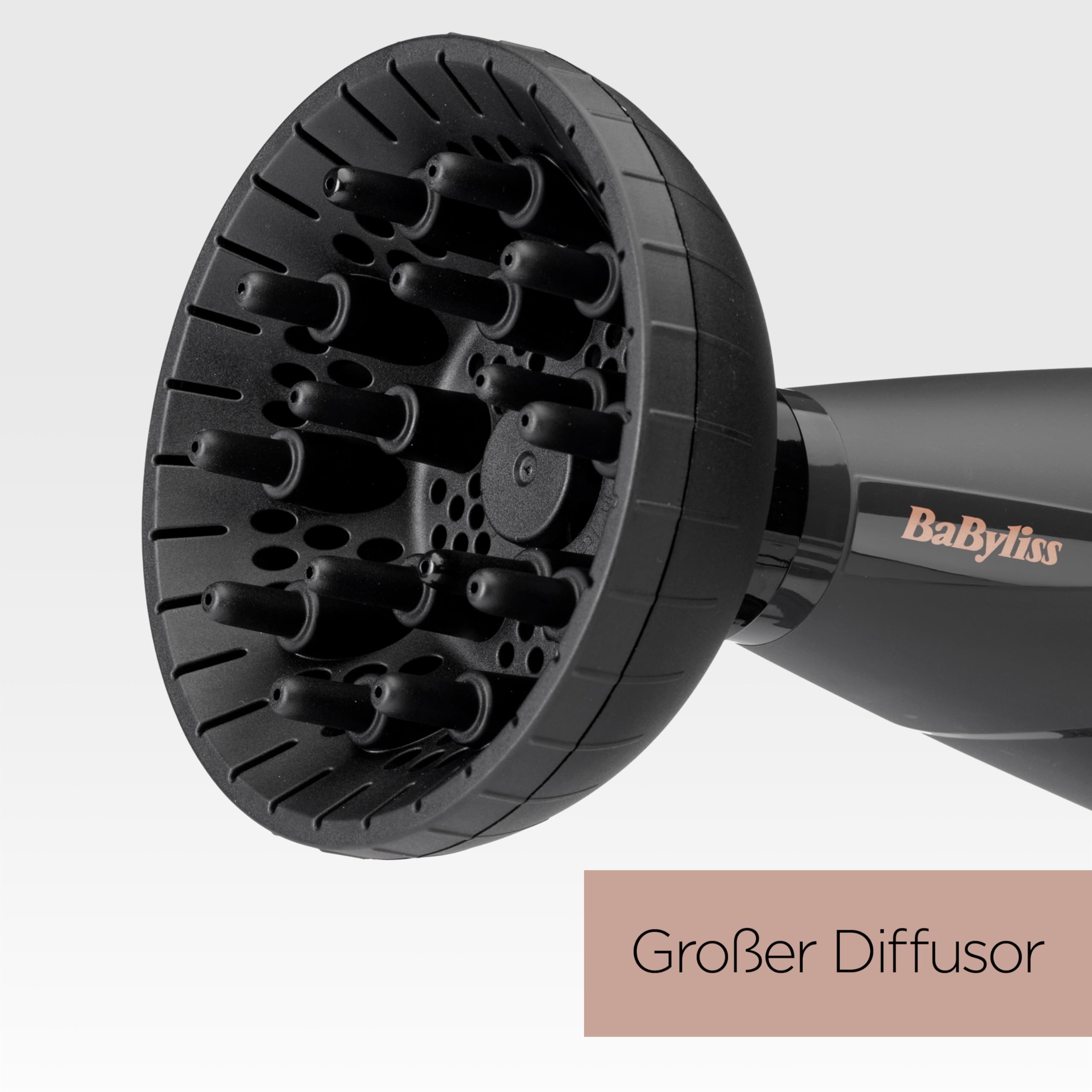 BaByliss Smooth Pro Föhn mit Diffusor – Leistungsstarker 2100 W Fön, hergestellt in Italien, Ionen-Technologie mit Anti-Frizz, 3 Temperaturen & 2 Geschwindigkeitsstufen, Schwarz, 6709DE