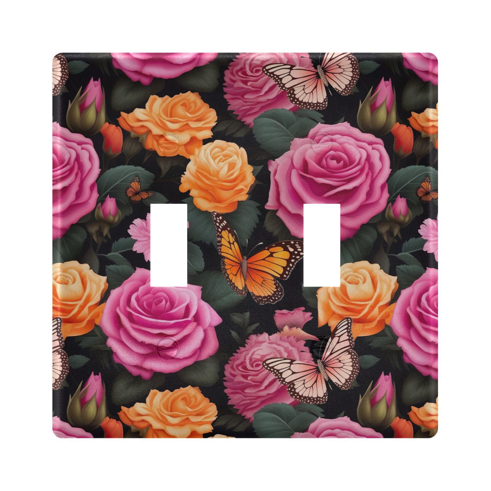 UMIRIKO Butterfly Rose Flower Light Switch Cover Plate Covers Decorative Double Toggle Home Decor 202b3280