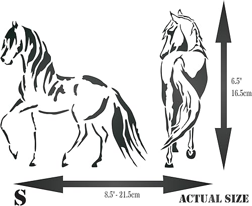 Miniatura 6 de Plantilla de caballos salvajes, 6.5 x 8.5 pulgadas (S) - Plantillas decorativas de caballos equinos de granja para plantilla de pintura