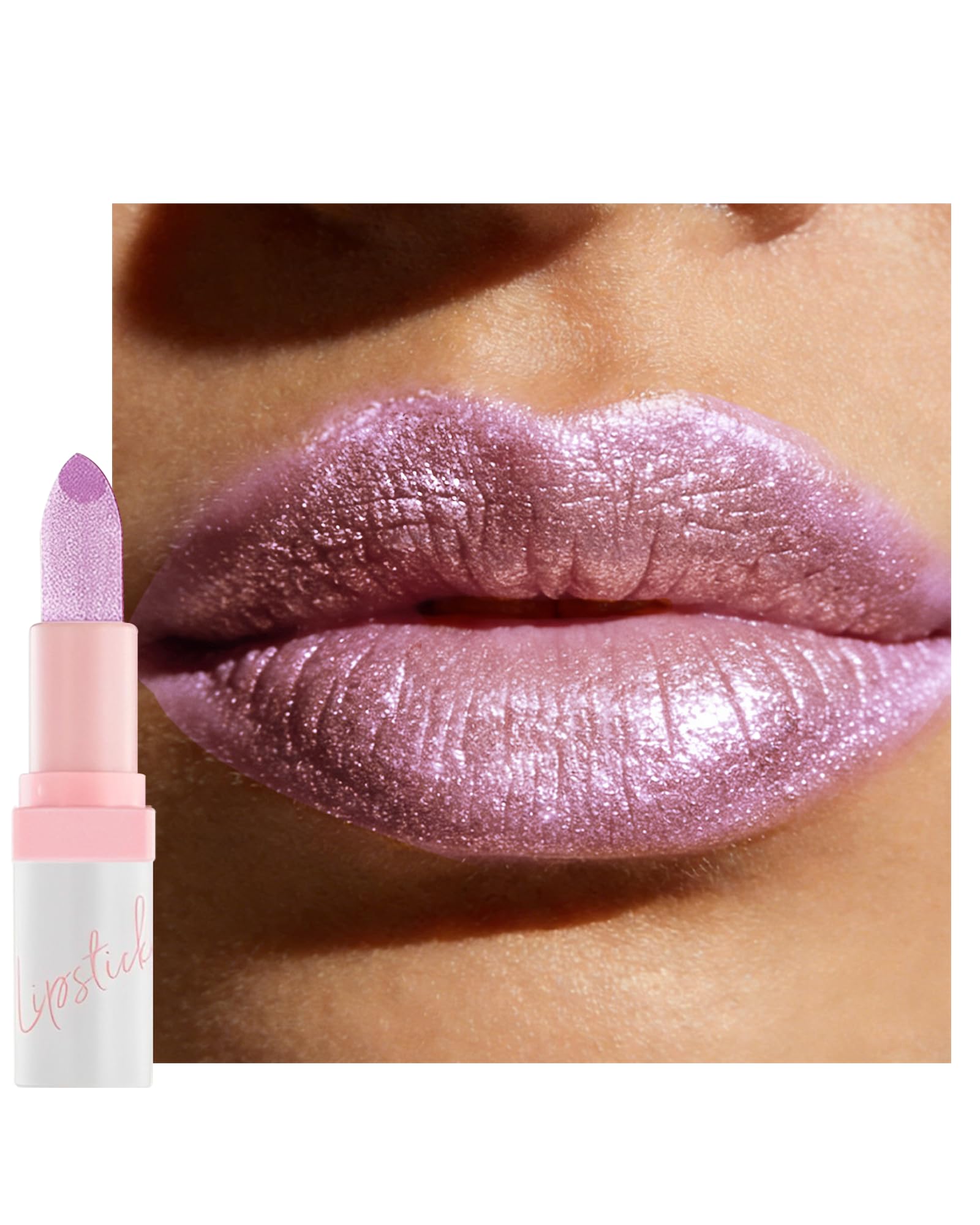 Light Pink Glitter Lipstick, Metallic Shimmer Lip Gloss,Thanksgiving Makeup 01#