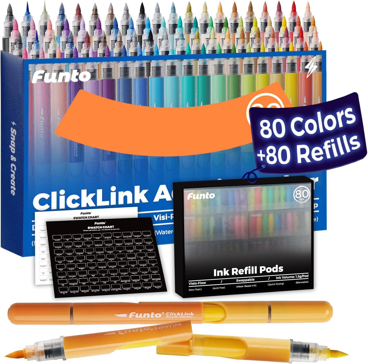 Amazon.com: Funto ClickLink Acrylic Paint Markers, 160-Piece Ultimate ...