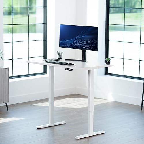 Vista 834 de VIVO DESK-KIT-1W6G - Escritorio eléctrico de pie de 60 x 24 pulgadas, ajuste de altura de memoria, serie 1B, parte superior de nogal oscuro de una