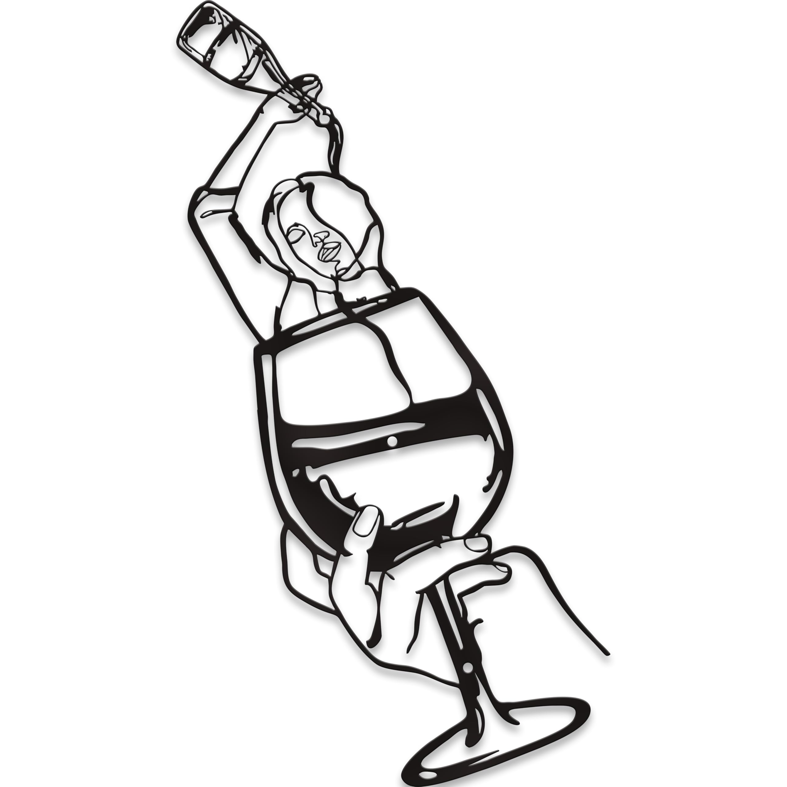 Aimery Glass of Wine Lady Minimalist Line Art,Bar Art,Themed Lover Gift,Contemporary Dining Room Wall Decor,Bar Sign, Dining Room Wall Art,Metal Line