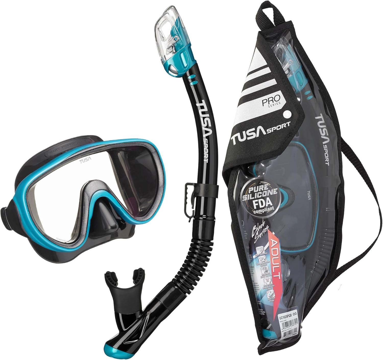 TUSA Sport Adult Serene Mask and Dry Snorkel Combo with Reusable Travel Bag