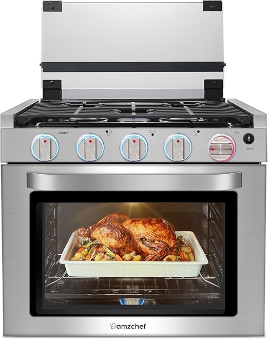 AMZCHEF RV Gas Range Stove 12V. Range Oven for RV