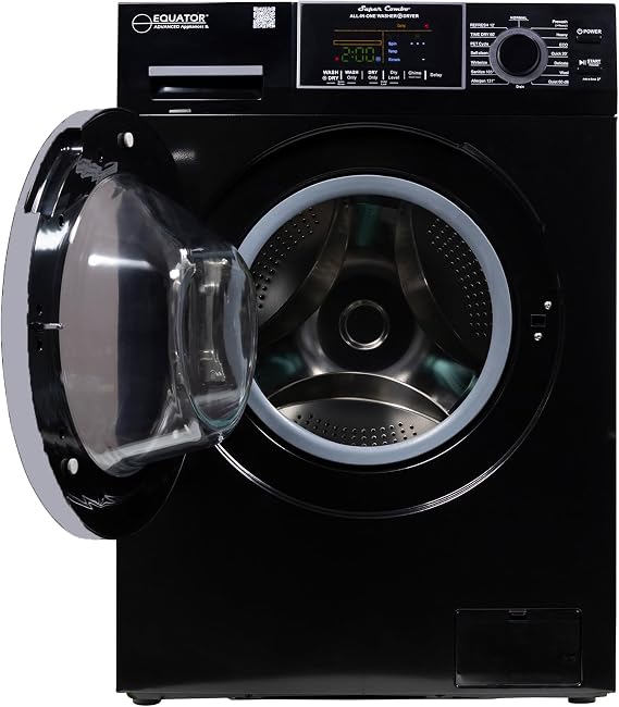 Equator 24 Original 110V Ventless Compact Combo Washer Dryer 1.6 cu.ft./15 lbs FULLY BUILT-IN 1400 rpm in Black