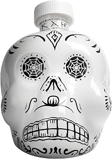 KAH Tequila Blanco - Day of the Dead Decorated White Bottle - 100% Blue Agave, Double Distilled, Triple Filtered - Unaged - 40% vol 70 cl (700ml / 0.7 Litre)