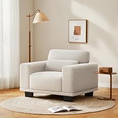 Pipishell Single Seat Couch 40 Compact Upholstered Sofa with Wide Armrests Deep Cushions Removable Washable Linen Fabric Beige