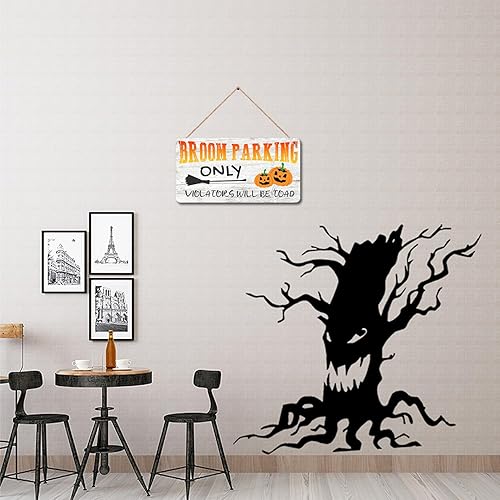 Miniatura 5 de Broom Parking All Others Will Be Toad - Letrero de Halloween para el hogar, decoración divertida, letrero decorativo para colgar, placa rústica,