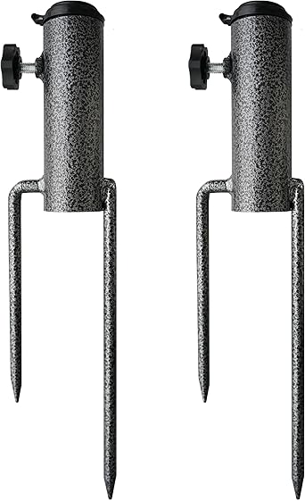 AMMSUN Adjustable Portable Umbrella Base, Upgraded Heavy Duty Metal Holder-Stand-Sand Grass Auger,for Flag, Umbrella, Fishing Rod, Outdoor Park Patio Beach Ground Ideal for Use in Soil, Grass