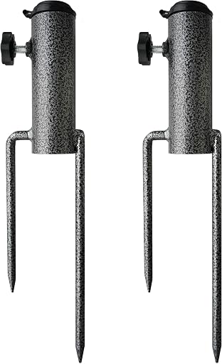 AMMSUN Adjustable Portable Umbrella Base, Upgraded Heavy Duty Metal Holder-Stand-Sand Grass Auger,for Flag, Umbrella, Fishing Rod, Outdoor Park Patio Beach Ground Ideal for Use in Soil, Grass
